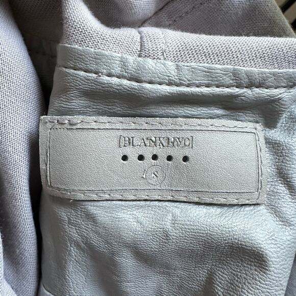 BlankNYC Grey Faux Leather Moto Diagonal Zip Jacket Y2K Minimalist Neutral Boss - Picture 3 of 9